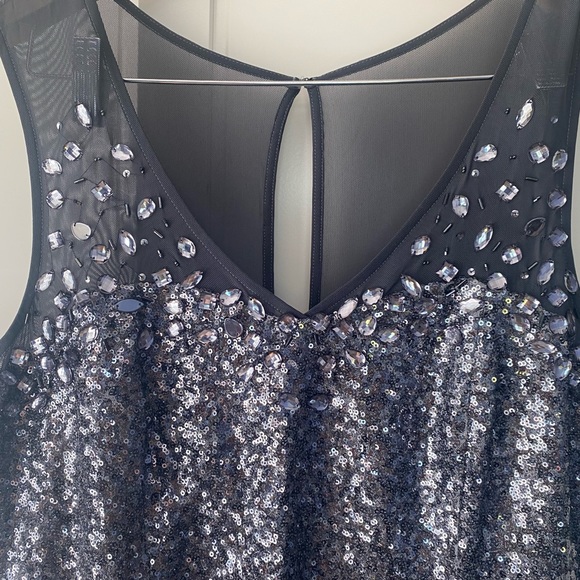 Beautiful classy formal sequin dress dark grey with rhinestones fully lined - Picture 5 of 14